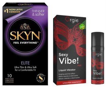 Набір з SKYN Elite (10 шт) + Рідкий вібратор Orgie Sexy Vibe (15 мл) SOS9719 фото
