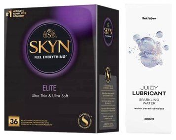 Набір Лубрикант Satisfyer Sparkling Water 300 мл + Skyn ​​Skyn Elite 36 шт. SOS12703 фото