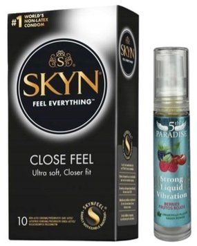 Набір з SKYN Close Feel (10 шт) + рідкий вібратор 5th Paradise Liquid Vibrator &mdash; Червоні ягоди (10 мл) SOS9767 фото