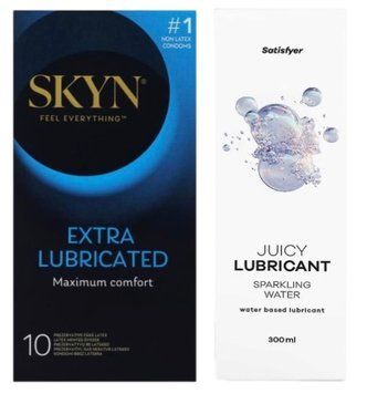 Набір Лубрикант Satisfyer Sparkling Water 300 мл + Skyn Exstra Lube 10 шт. SOS12704 фото