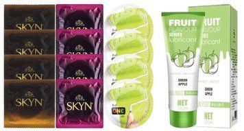 Комплект: Лубрикант OLO зі смаком яблука (120 мл) + 8 шт SKYN + 4 шт ONE Color SOS10744 фото