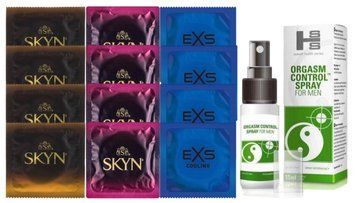 Комплект: Пролонгатор SHS Orgasm Control Spray 15 мл + 8 шт SKYN + 4 шт EXS Cooling SOS10938 фото