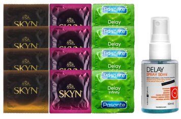 Комплект: Пролонгатор LOVELY LOVERS DELAY SPRAY 50 ML + 8 шт SKYN + 4 шт Pasante Delay SOS10844 фото