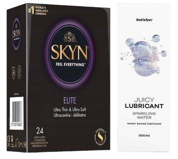 Набір Лубрикант Satisfyer Sparkling Water 300 мл + SKYN Elite 24 шт. SOS12705 фото
