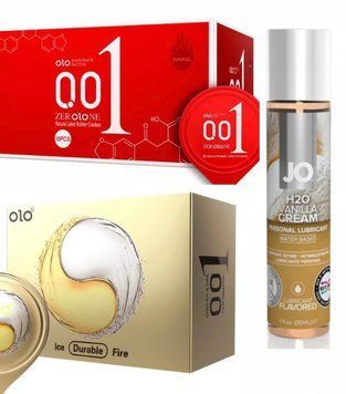 Набор OLO Ice Durable Fire 10 шт, Passionate Factor 10 шт и Лубрикант System JO H2O &mdash; VANILLA CREAM 30 мл SOS322 фото
