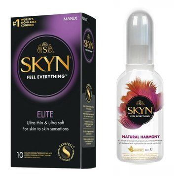 Набір : SKYN Elite 10 шт та Лубрикант Skyn Natural Harmony 80 мл SK50 фото