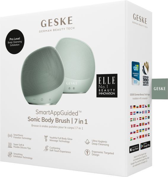 Ультразвукова щітка для тіла та інтенсивний пілінг GESKE Sonic Body Brush&Intensive Exfoliator 7в1 green HB0354 фото