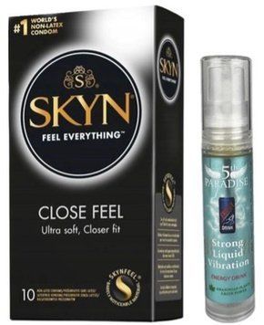 Набір з SKYN Close Feel (10 шт) + рідкий вібратор 5th Paradise Liquid Vibrator &mdash; Енергетичний напій (10 мл) SOS9765 фото