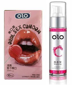 Набір : OLO Oral Candy смакові 10 шт та Лубрикант зігріваючий OLO 60 мл OL35 фото