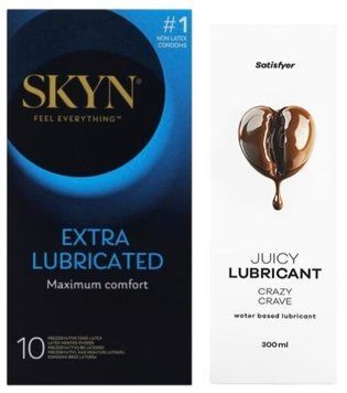 Комплект Лубрикант Satisfyer Juicy Crazy Crave 300 мл + SKYN Extra Lube 10 шт SOS12882 фото