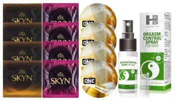 Комплект: Пролонгатор SHS Orgasm Control Spray 15 мл + 8 шт SKYN + 4 шт ONE Banana SOS10887 фото