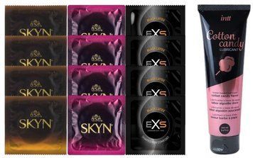 Комплект: Лубрикант Intt Cotton Candy (100 мл) +8 шт. SKYN + 4 шт. EXS Black Latex SOS10461 фото