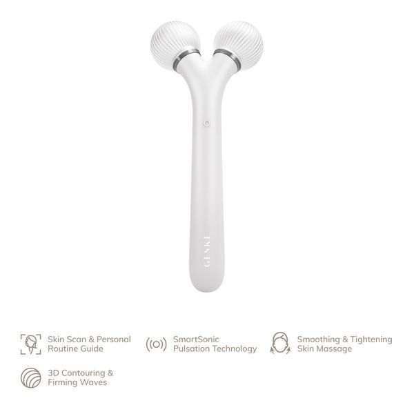 Электронный ультразвуковой ролик для лица GESKE Sonic Facial Roller 4в1 white HB0183 фото