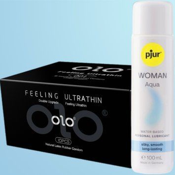 Набір OLO - ультратонкі -001 ( 10 штук) + Лубрикант pjur Woman Aqua 100 мл SOS4516 фото