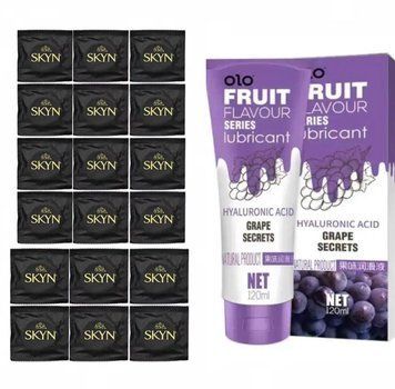Набор : SKYN ORIGINAL 18 шт и Лубрикант OLO SWEET SECRET с ароматом винограда 120ml SOS159 фото