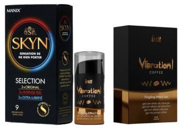 Набір з SKYN Selection (9 шт) + Рідкий вібратор Intt Vibration Coffee (15 мл) SOS9707 фото