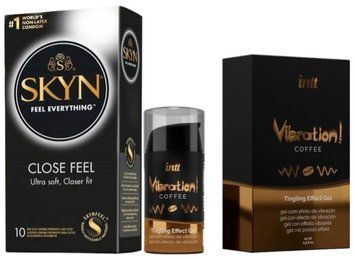 Набір з SKYN Close Feel (10 шт) + Рідкий вібратор Intt Vibration Coffee (15 мл) SOS9807 фото