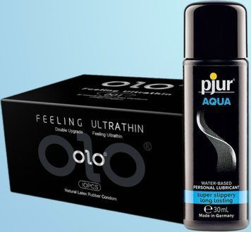 Набір OLO - ультратонкі -001 ( 10 штук) + Лубрикант pjur Aqua 30 мл, без прилипання  SOS4519 фото