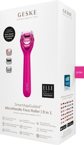 Електронний ролер для обличчя з мікроголками GESKE MicroNeedle Face Roller 9в1 magenta HB0186 фото