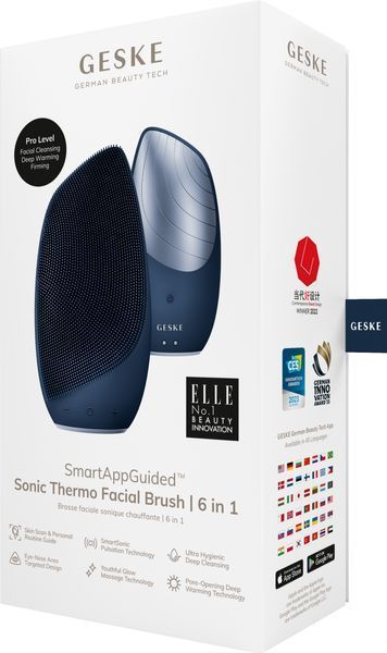 Електронна звукова термо щітка для обличчя GESKE Sonic Thermo Facial Brush 6в1 midnight HB0078 фото