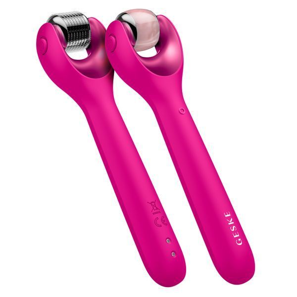 Електронний ролер для обличчя з мікроголками GESKE MicroNeedle Face Roller 9в1 magenta HB0186 фото